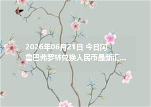2026年06月21日 今日阿鲁巴弗罗林兑换人民币最新汇率行情金额计算