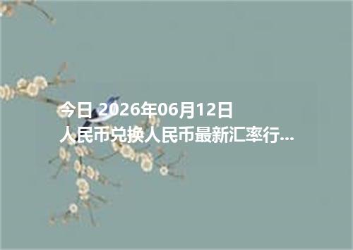 今日 2026年06月12日 人民币兑换人民币最新汇率行情