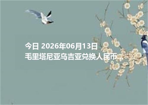 今日 2026年06月13日 毛里塔尼亚乌吉亚兑换人民币最新汇率行情