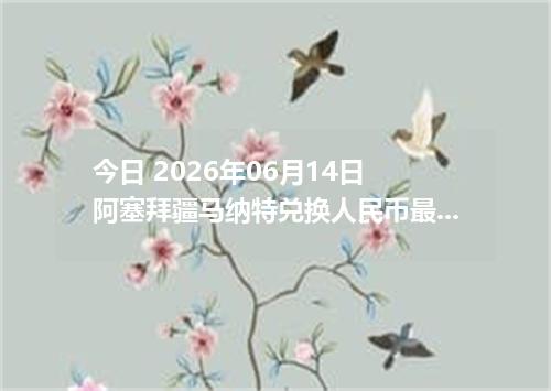 今日 2026年06月14日 阿塞拜疆马纳特兑换人民币最新汇率行情