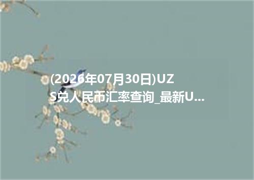 (2026年07月30日)UZS兑人民币汇率查询_最新UZS汇率行情走势