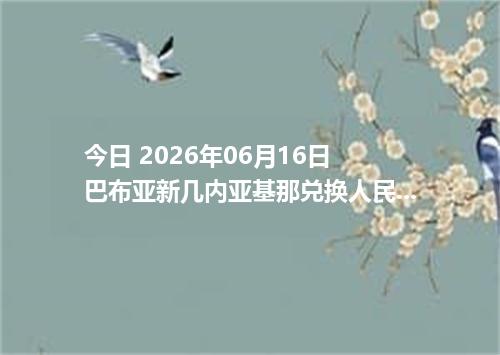 今日 2026年06月16日 巴布亚新几内亚基那兑换人民币最新汇率行情